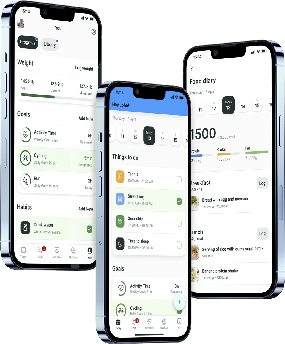 A mockup of the coaching app showcasing the features.